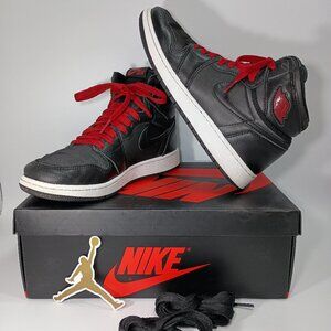 Nike Air Jordan 1 Retro High 575441-060 Black Satin Gym Red Shoes Men's Size 7"